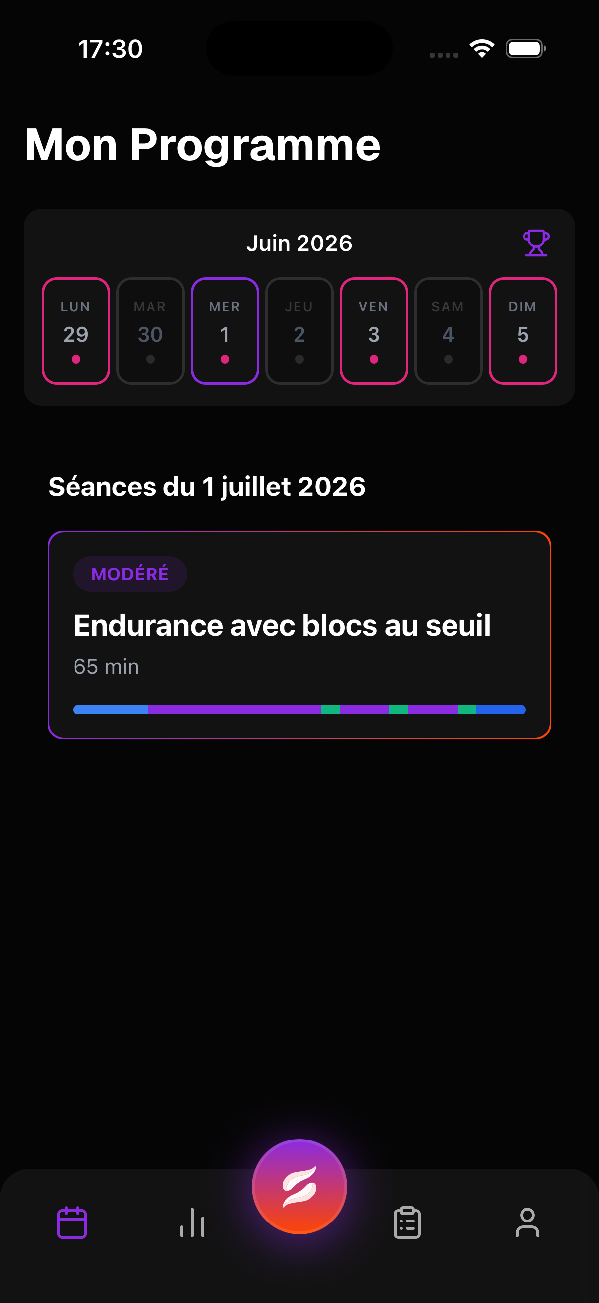 Vue calendrier Jogari